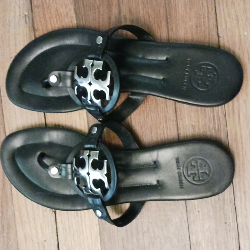 Tory Burch Miller Sandles, size 8.5, black